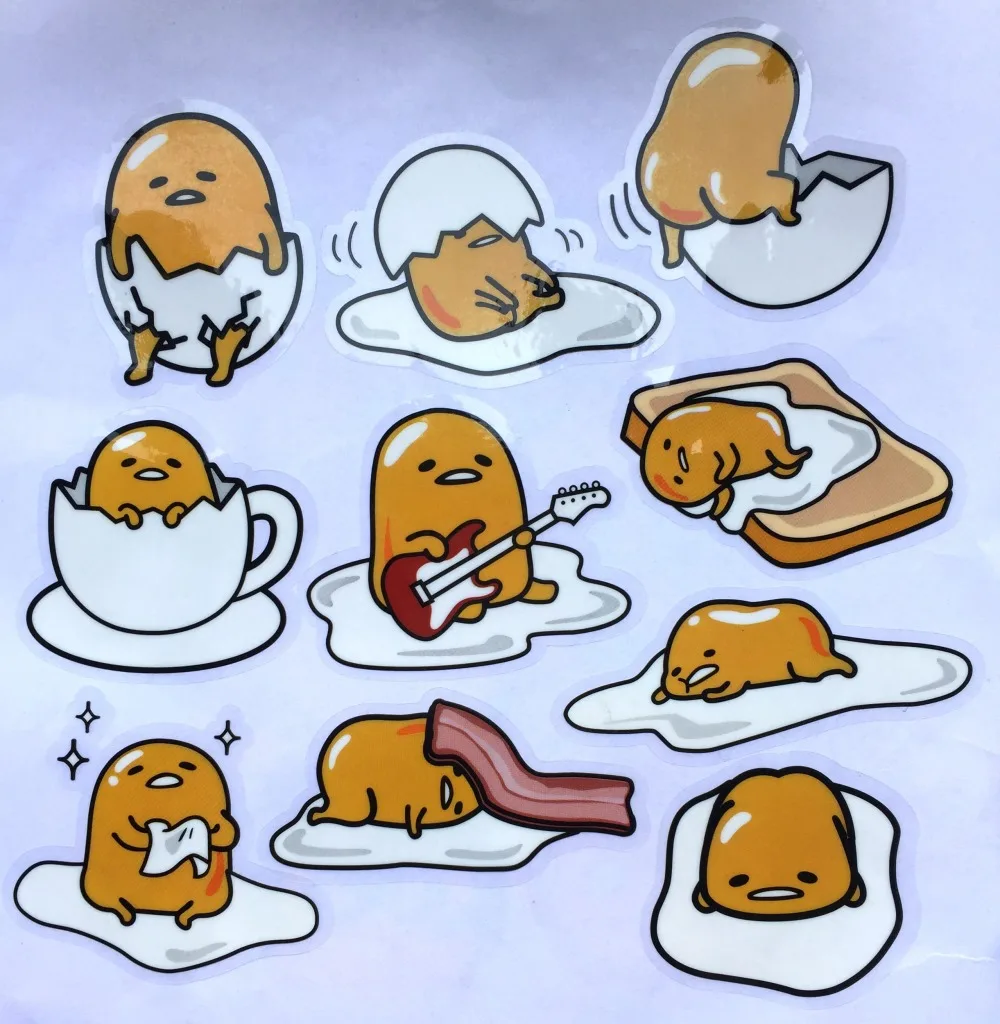 40 шт./4 компл. 6*6 см ПВХ наклейка Gudetama японский мультфильм татуировки звезды для путешествий модель наклейка на Окно чемодан d22