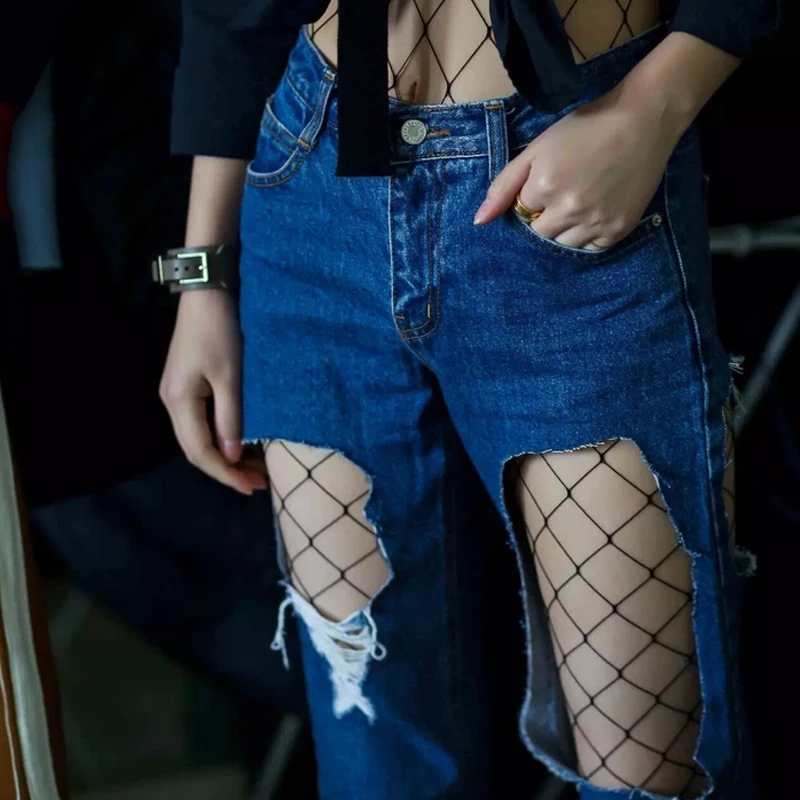 2019 летние сексуальные женские готические панк чулки в сетку колготки Длинные