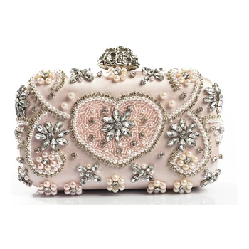 

2019 New Fashion Crystal Evening Clutch Bags Pink Purses For Party High Quality Rhinestone Evening Clutches Women Dinner Handbag