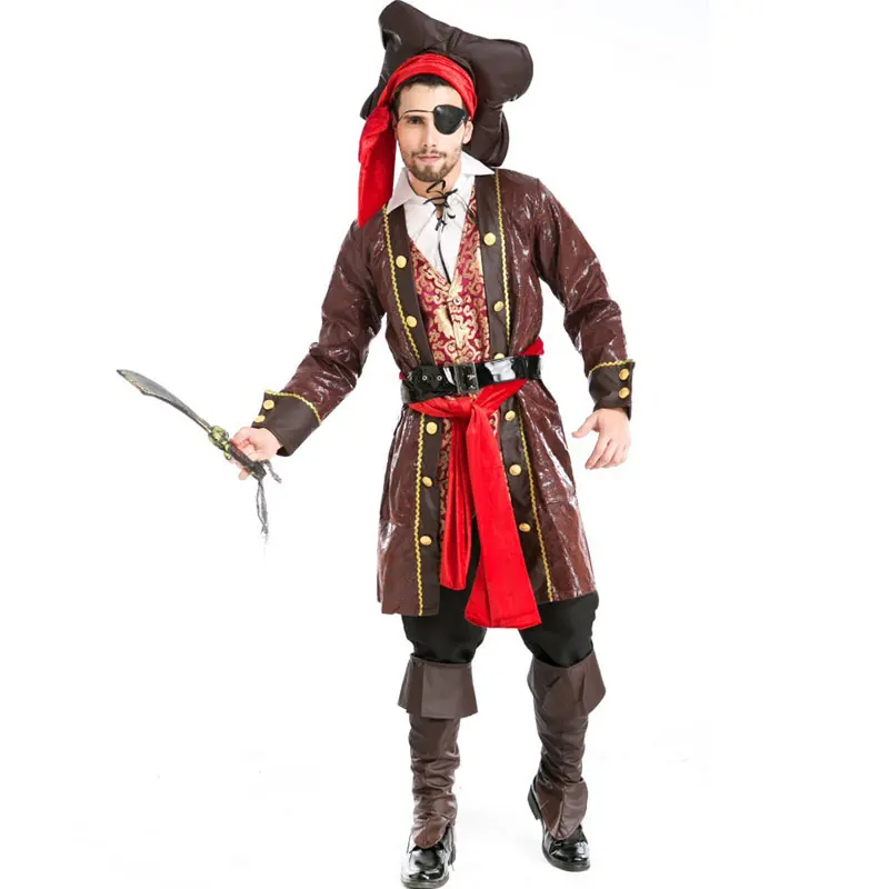Костюмы на Хэллоуин для взрослых мужские Делюкс Карибский пиратский костюм Равномерное Необычные Косплей одежда для мужчин