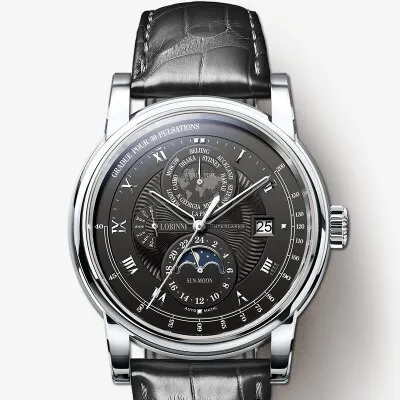 LOBINNI мужской роскошный бренд часов Moon Phase автоматические механические мужские наручные часы сапфир кожа мировое время relogio L16003-5 - Цвет: Item 2