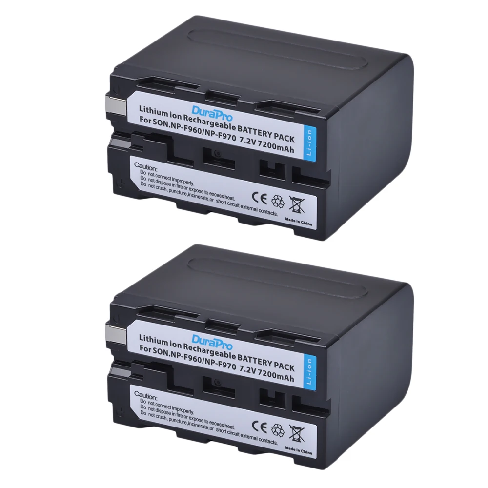 Durapro 2Pcs Np-F970 Np-F960 Batteria Per Videocamera Per Sony Hvr-Hd1000 Hvr-Hd1000E Hvr-V1J E Per Yonguo, Luce Video A Led Godox