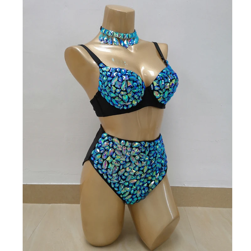 Samba Carnival Wire Bra and Belt Underwear AB Color Stone 3 Piece