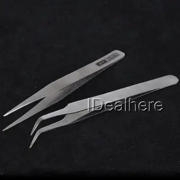 

Mayitr 2pcs Stainless Steel Nail Art Eyelash Tool Silver Nippers Picking Tweezer Tool Clip Rhinestones Gems