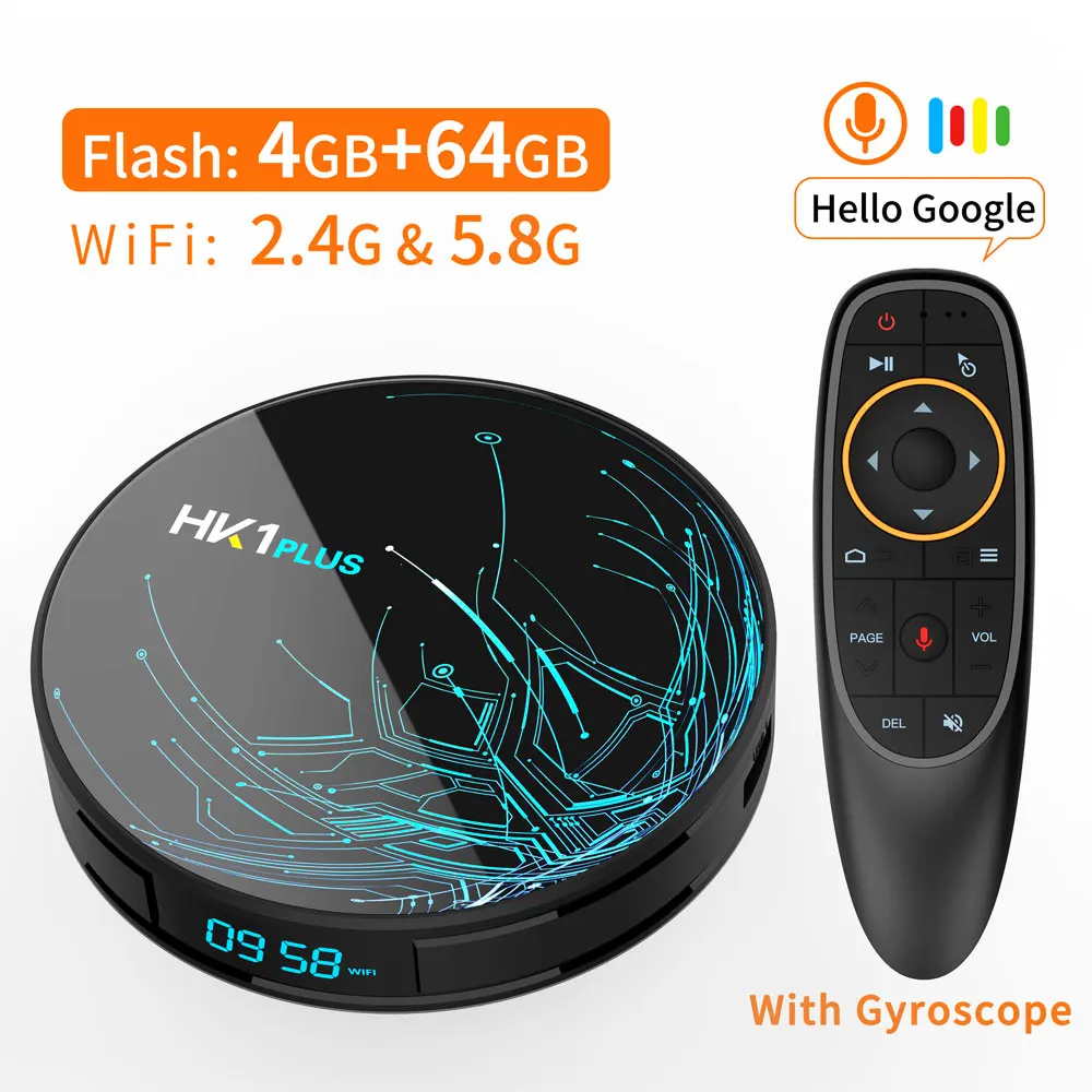 

Bqeel Android 9.0 Smart TV BOX HK1PLUS Amlogic S905X2 Quad Core 4GB 64G Wifi TV Box Google Player 4K 3D Android TV Set Top Box