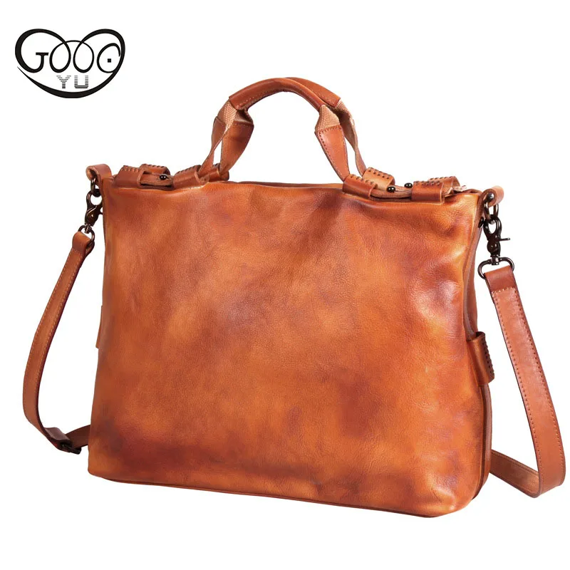 

First layer of leather handbag retro style square cross oblique shoulder bag men's solid color briefcase tannery business packag