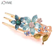 Прямая девушка заколка для волос яркая Эмаль Красочный Кристальный Цветок Заколки старинные шпильки гребень вилки женские аксессуары для волос
