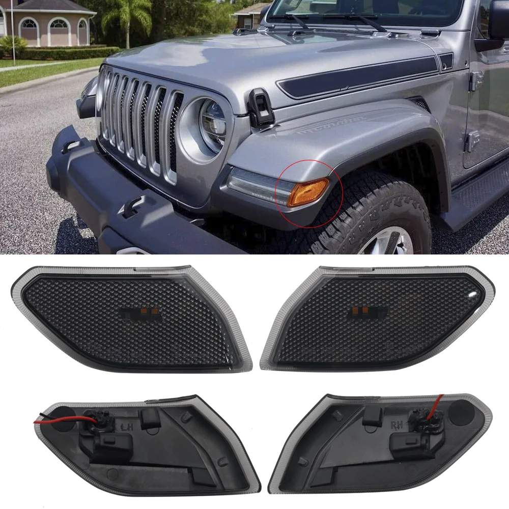 For 2018 Jeep wrangler JL LED width light side light sign smoked bright  yellow light - AliExpress
