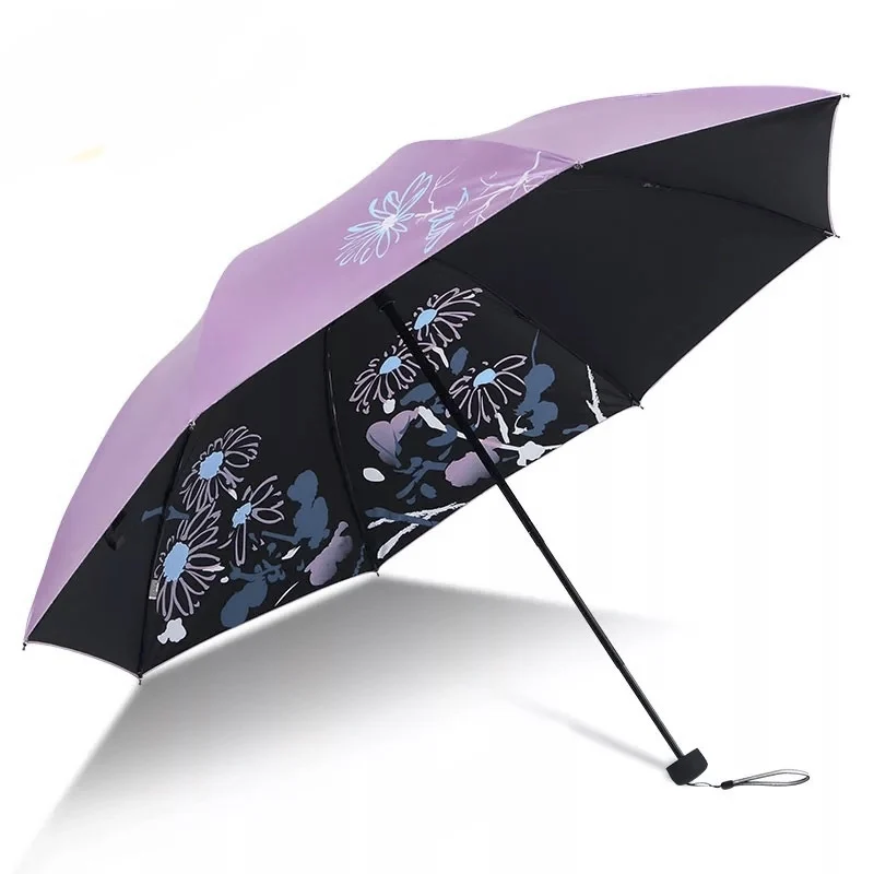 

Yuding Three-folding Non-auto Women Umbrella Flowers Parasol High Fashion Custom Woman Umbrellas for Gifts