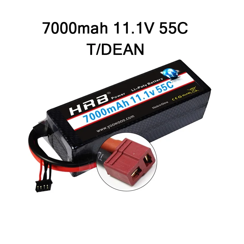 HRB Lipo 7,4 V 11,1 V 14,8 V 2S 3S 4S 2P Аккумулятор 7,4 V 7000mah 55C T DEAN XT60 MAX 110C Жесткий Чехол для RC 1/10 Scale Trx Stampede Car - Цвет: 3S2P 7000mah T