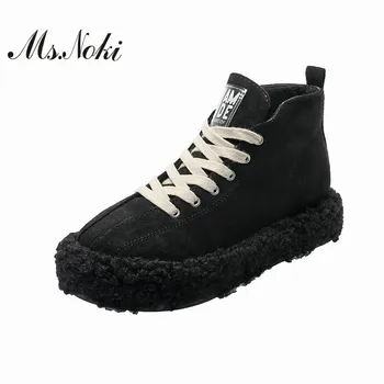 

Leopard winter warm women boots flat with warm short plush female shoes round toe lace up flock girls fashion ankle boots new