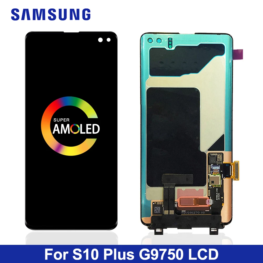

ORIGINAL AMOLED Replacement LCD for SAMSUNG Galaxy S10+ Plus G9750 Display S10 Plus SM-G9750 Touch Screen Digitizer with Frame
