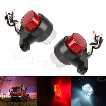 

2x 8 LED Red & White Side Marker Light Lamp Trailer Truck Lorry Caravan 10-30V