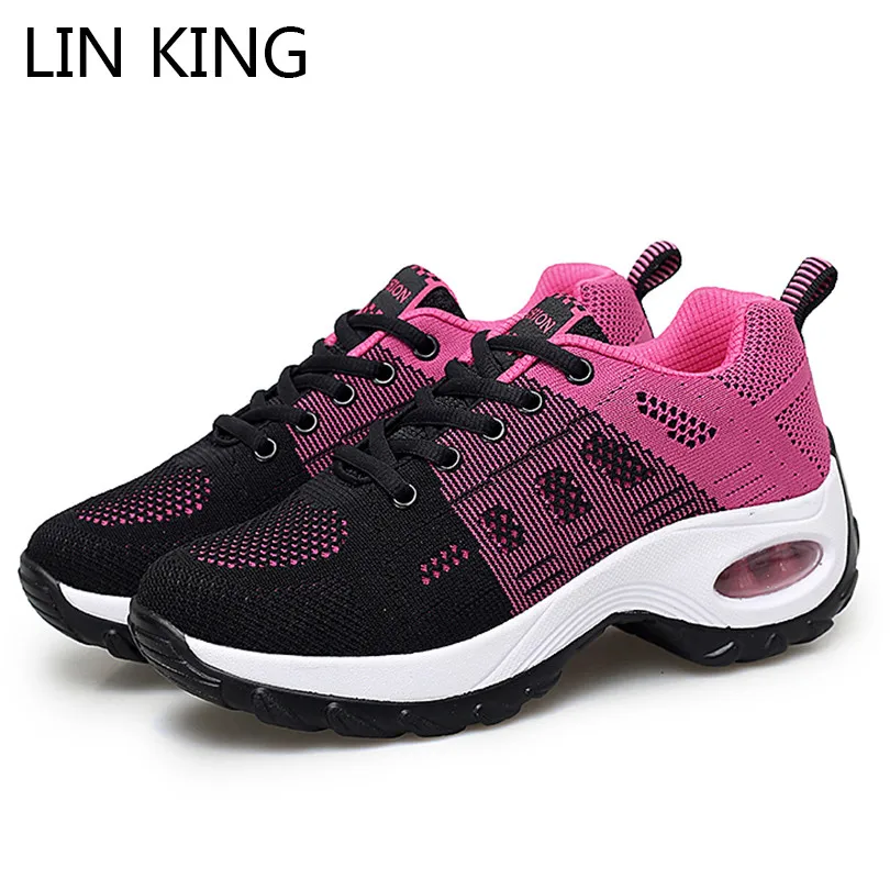 

LIN KING Breathable Women Casual Wedges Shoes Big Size Height Increase Platform Shoes Thick Sole Woman Outdoor Sports Sneakers