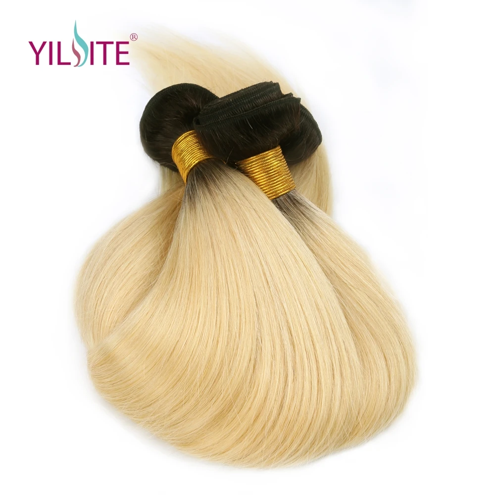 YILITE Brazilian Straight Hair Bundles With Closure Non-remy Blond Hair Weave Bundles Ombre Human Hair Bundles With Closure YILITE Brazilian Straight Hair Bundles With Closure Non-remy Blond Hair Weave Bundles Ombre Human Hair Bundles With Closure