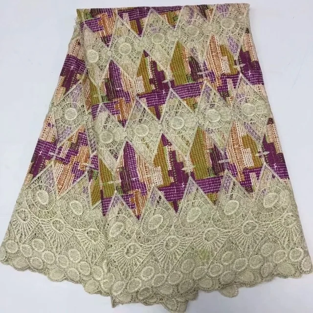 

African french wax lace fabric for garment/wedding/ lady party dress
