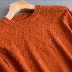Настоящий 100% кашемировый и шерстяной вязаный свитер зимний мужской джемпер с круглым вырезом и длинным рукавом пуловеры мужские 2016 Новые