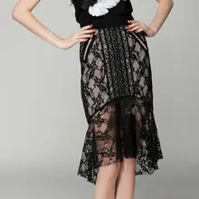 SIPAIYA Высокая талия Женская кружевная Русалка Офисная Женская юбка рабочая одежда Кружева Лоскутная Белые и белые юбки труба Женская тонкая Saia