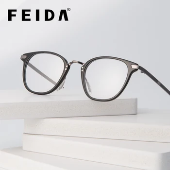 

FEIDA Eyeglasses Frames Men women Gafas Acetate Hinge Male Fashionable Spectacle Frames Optical Glasses Black BC4093
