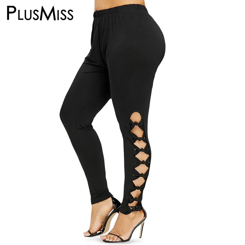 PlusMiss Plus Size 5XL 4XL High Waist Cut Out Fitness Leggings Legins Women Clothes Leggins