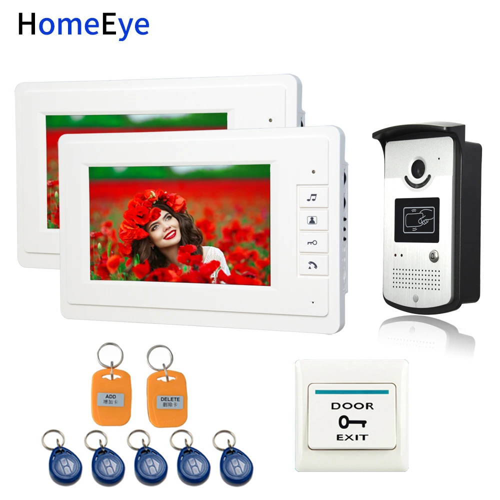 7'' Video Door Phone Video Intercom Home Access Control System 5-Wire Indoor Monitor+Rainproof Call Camera+RFID Card+Exit Switch 7'' Video Door Phone Video Intercom Home Access Control System 5-Wire Indoor Monitor+Rainproof Call Camera+RFID Card+Exit Switch