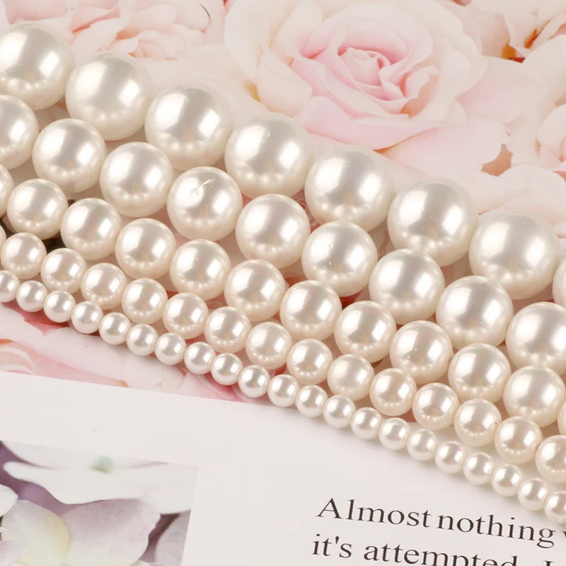 Natural White Shell Pearl Round Loose Beads For Jewelry Making Choker Making Diy Bracelet Jewellery 2/3/4/6/8/mm Wholesale15'' afbeelding
