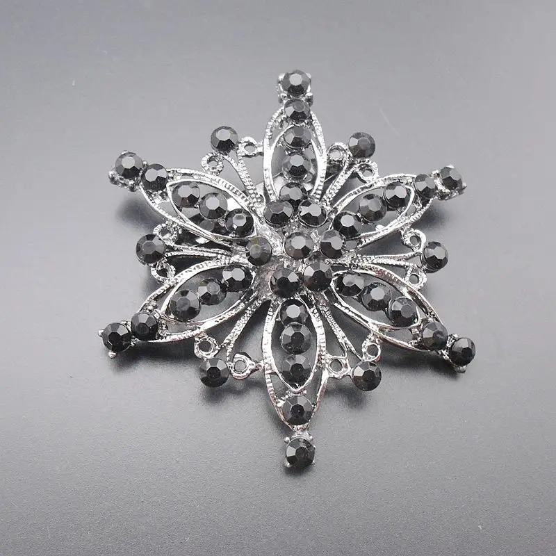 

Large Gunmetal Plated Black Rhinestone Vintage Brooch, Item No.:BH7003