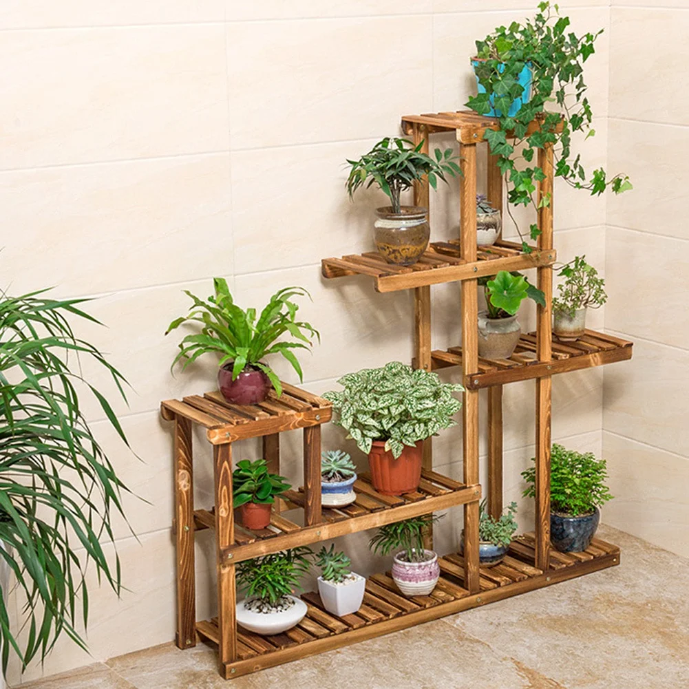1 шт многоярусная деревянная подставка для растений Балконная садовая Цветочная подставка для растений