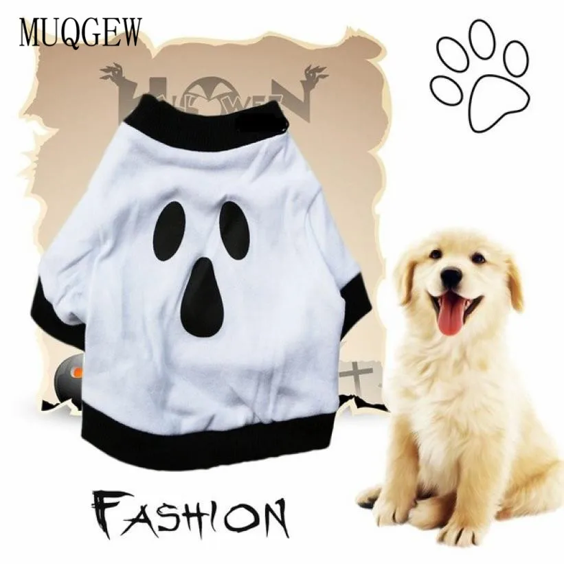 

MUQGEW Dog Clothing For Small Dogs Summer Cute Summer White Halloween Ghost Pet Shirt Apparels pug cachorro chihuahua clothes