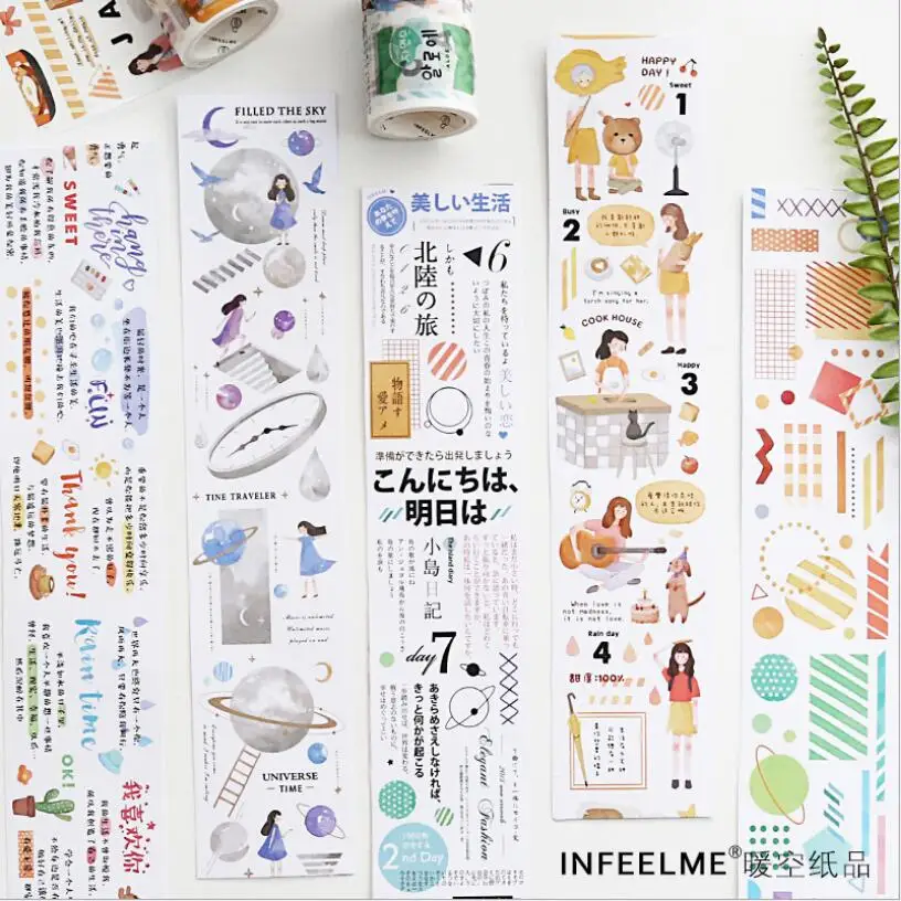 

60mm*5m Creative Japanese Girl Daily life Japanese Washi Tape DIY Scrapbooking Sticker Label Masking Tape School Office Supply