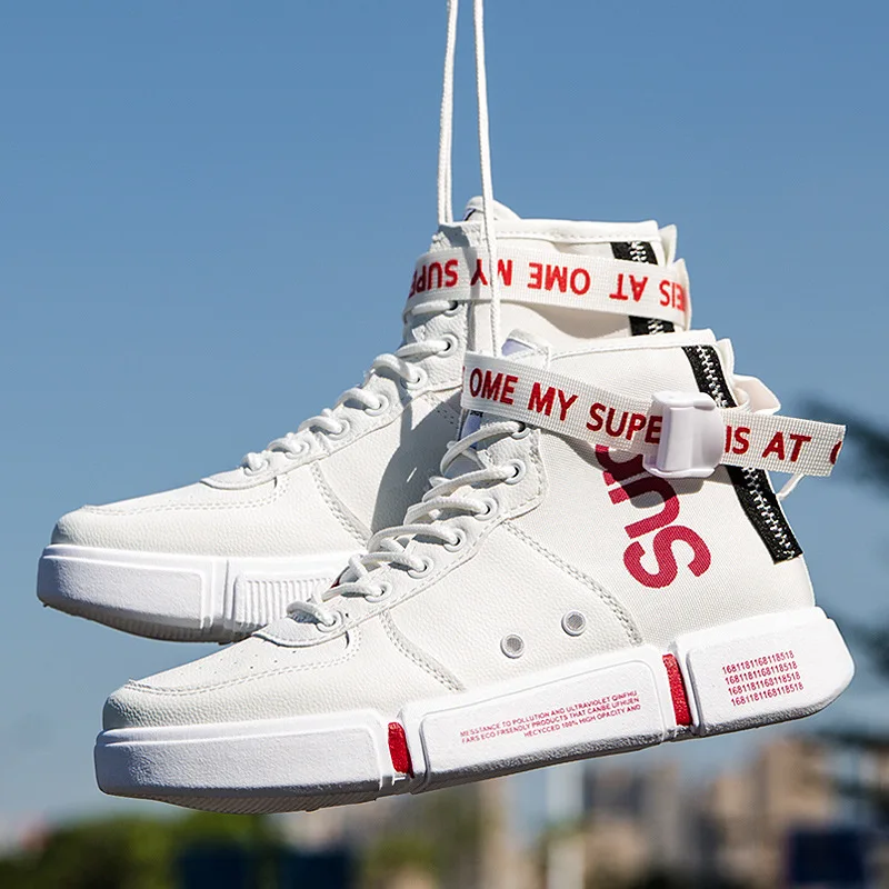 

2019 Men's High Top Fashion Sneakers Trend Hot Sale Comfortable Man Casual Shoes Outdoor Non-slip Breathable Men Shoes