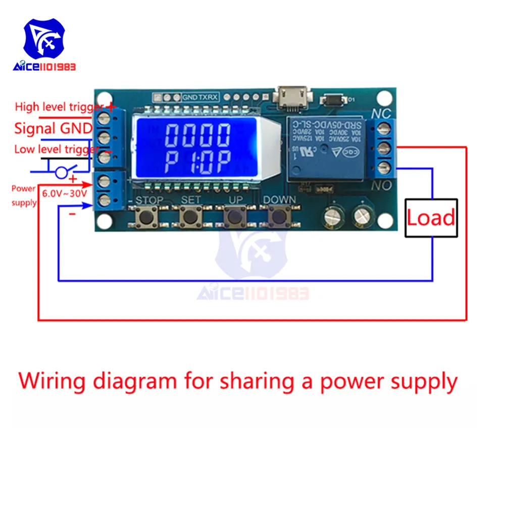 Реле задержки времени 5 в таймер цикла задержки-выключения 0.01s-9999 минут триггер реле задержки коммутации модуль с ЖК-дисплеем с Micro USB