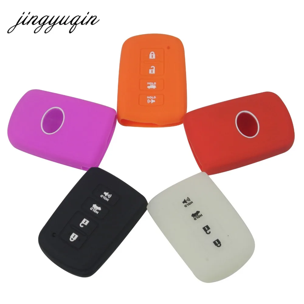 jingyuqin New Silicone Case For Toyota Camry RAV4 Avalon Corolla Altis 4 Button Remote Smart Key