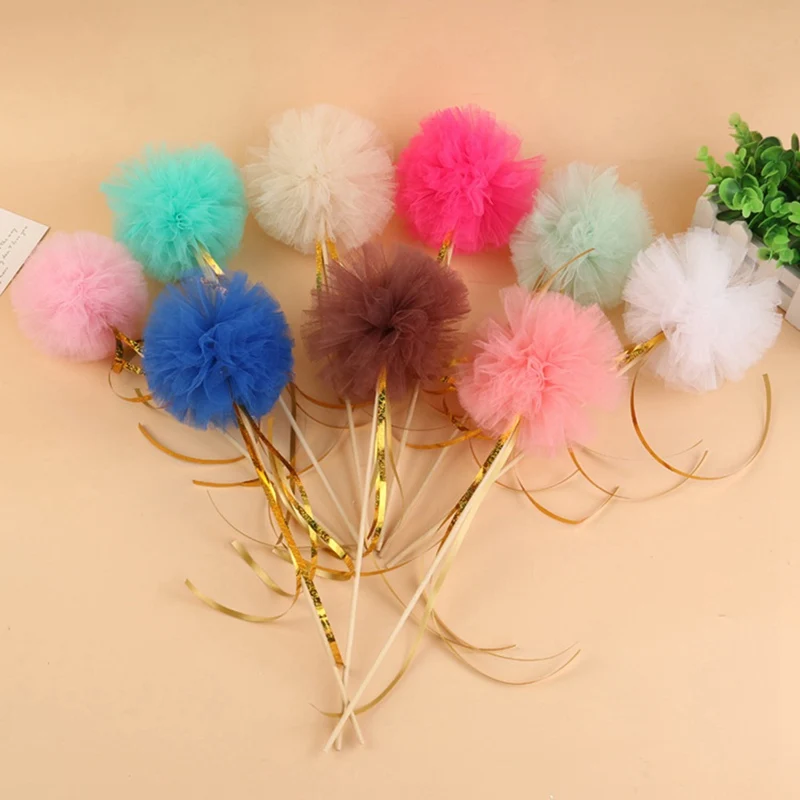 

Customized Colors Tulle Pom Pom Wands Party Favors Centerpiece For Princess Party Fairy Party Baby Shower Birthday Decor