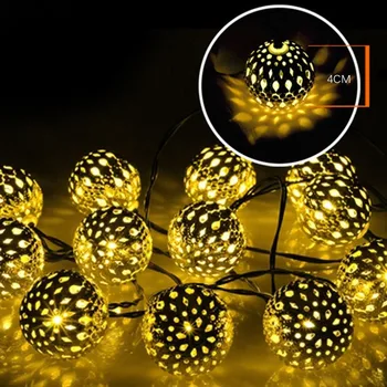 

3.5M 10 LEDs Solar String Lights Outdoor Garden Morocco Ball Lighting Garland for Christmas/Wedding/Party Decoration