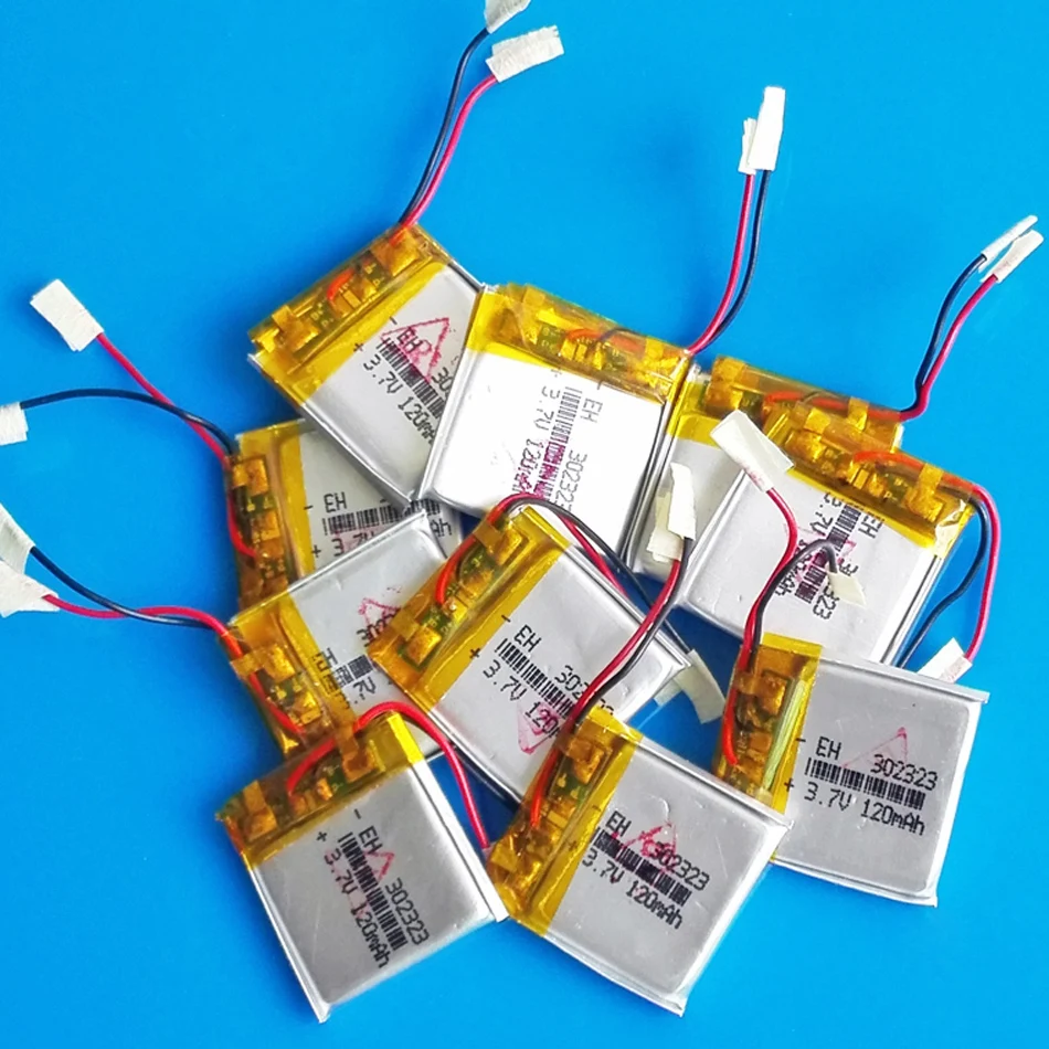 

Lot 10 pcs 3.7V 120mAh lithium polymer Rechargeable Lipo battery 032323 for MP3 GPS bluetooth headset video pen camera 302323
