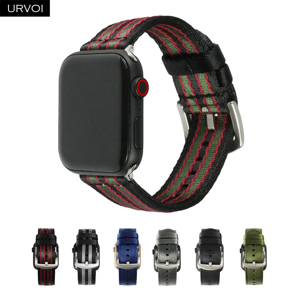 

URVOI Nylon strap for Apple Watch 5 4 3 2 1 band soft precision woven for iwatch NATO design with adapters durable conformable