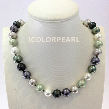 

WEICOLOR 45cm Long 12mm Round Multicolor Mother Pearl Jewelry Necklace With A Strong Magnet Clasp