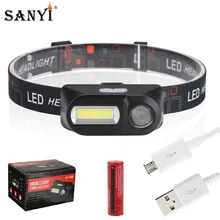 7 режимов XPE COB светодиодный налобный фонарь с зарядкой от USB 18650, налобный фонарь для кемпинга, Фонарь для рыбалки