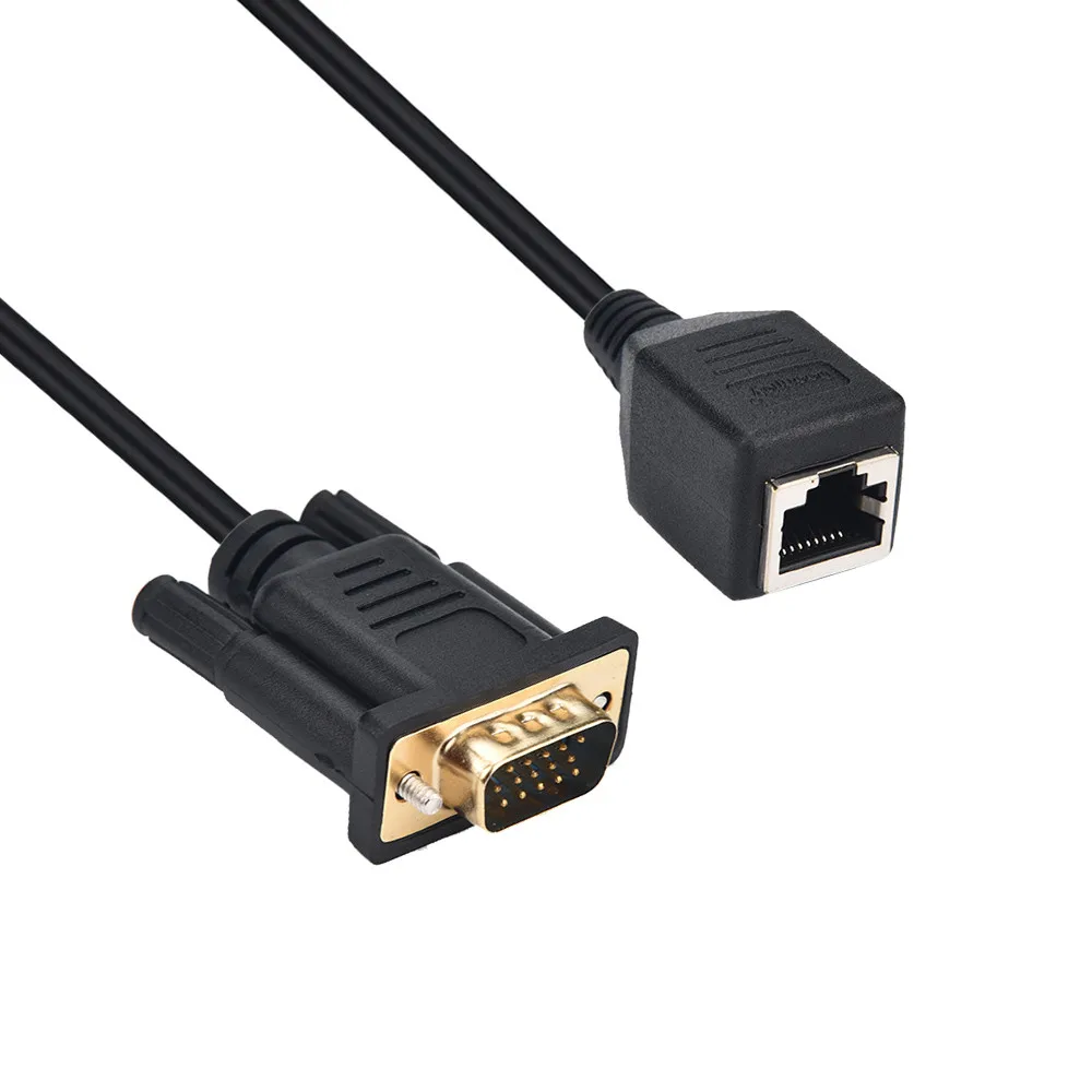 1 шт. VGA штекер RJ45 адаптер VGA удлинитель конвертер по Cat5 этнернет кабель соединяет VGA мужчин и RJ45 женщин 56