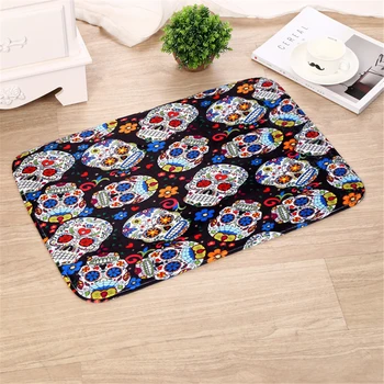 

Skull print Non-slip rug Kitchen Mats cartoon style Living Room super soft Carpet Entrance Doors Water Absorption Mat