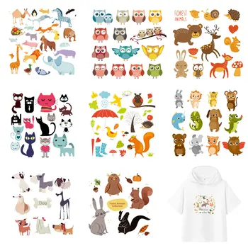 

Cartoon Cute Animal Patch Set Iron-on Transfers Kid Clothing DIY T-shirt Applique Owl Tortoise Marine Life Heat Transfer Sticker