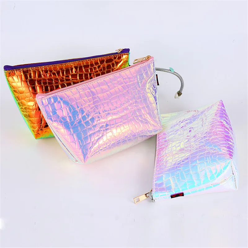 

Fashion Waterproof Laser Cosmetic Bags Women Neceser Make Up Bag PVC Pouch Wash Toiletry Bag Travel Organizer Case