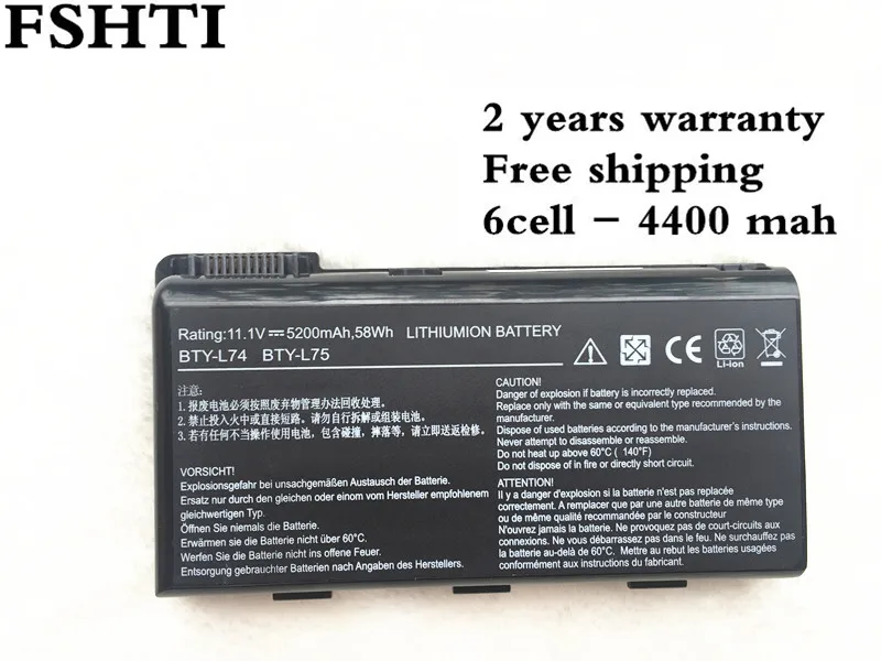 Специальная цена 2 шт. 4400 мАч ноутбука Батарея bty-l74 для MSI bty-l75 ms-1682 A5000 a6000 a6200 a6203 A7005 a7200 cr500x cr600 cr610