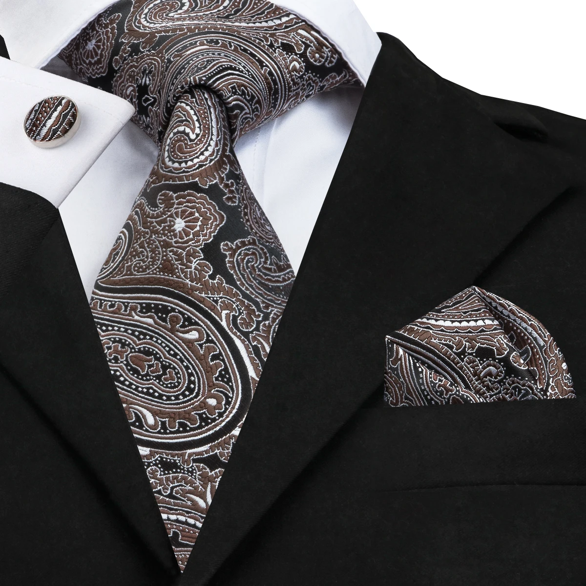 Aliexpress.com : Buy C 1681 Hi Tie Black Gold Paisley Ties for Men 8 ...