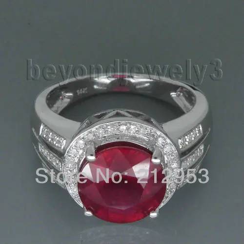 

Vintage Round 9mm Solid 14kt White Gold Ruby Engagement Ring R00315