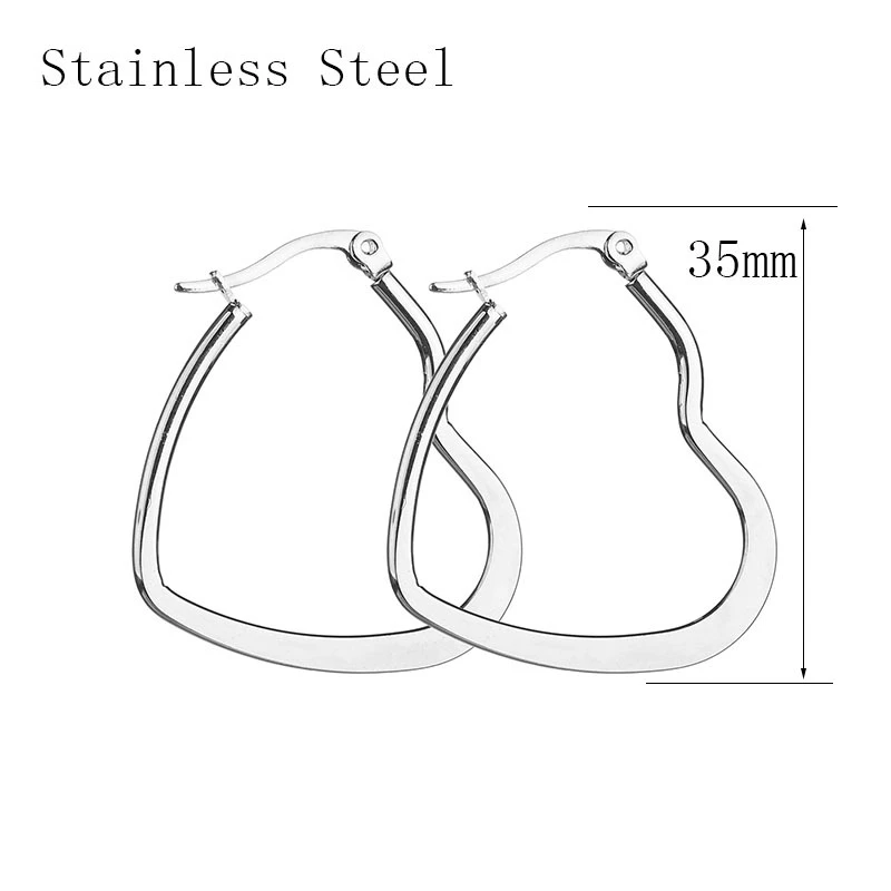 Сережки-кольца в форме сердца, сережки из нержавеющей стали, Женские аксессуары, вечерние ювелирные украшения