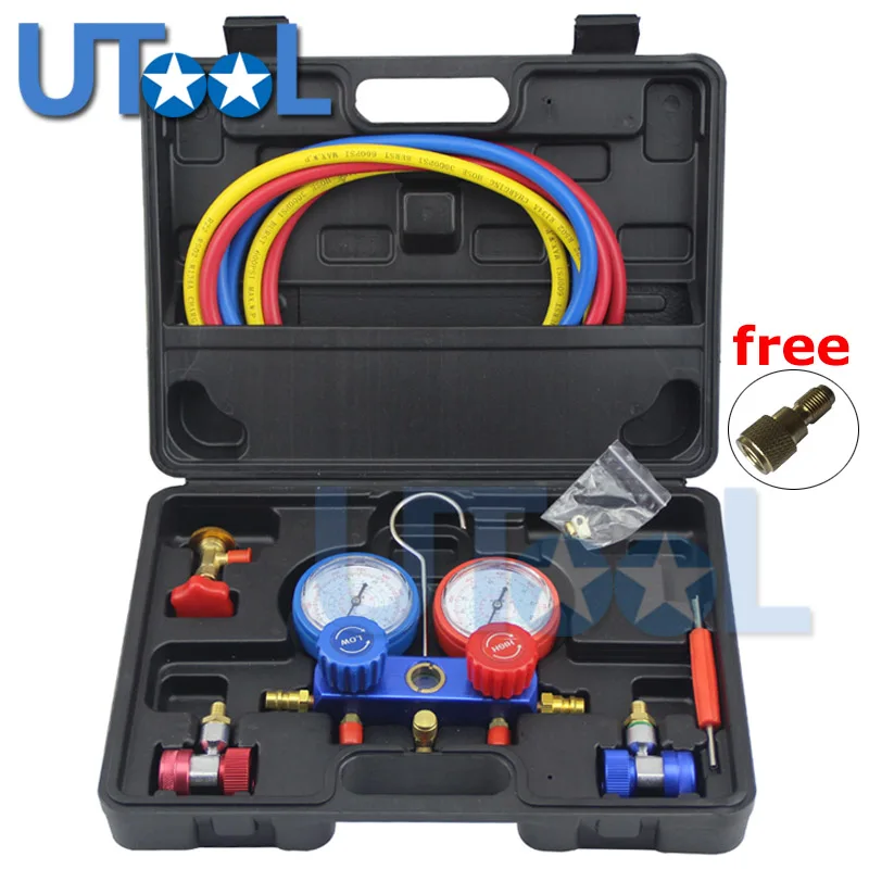 Refrigeration Air Conditioning Manifold Gauge Maintenence Tools R134A Car Set With Carrying Case