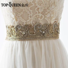 TOPQUEEN AS22-G королевская медаль Свадебные ремни кушак невесты Вечеринка платья аксессуары ремни свадебные 5 смширокие ремни цвета шампанского