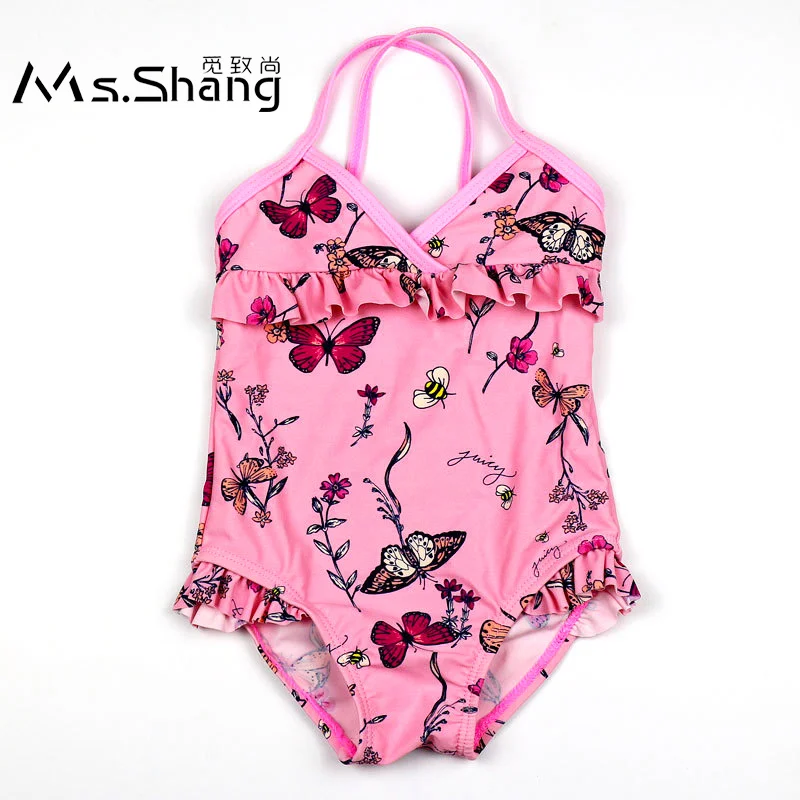 Ms.Shang 2-8 Years Baby Girl One Piece Swimsuit Kids Children Swimwear Printed Infant Bathing Suit Toddler Swimming Suits | Спорт и